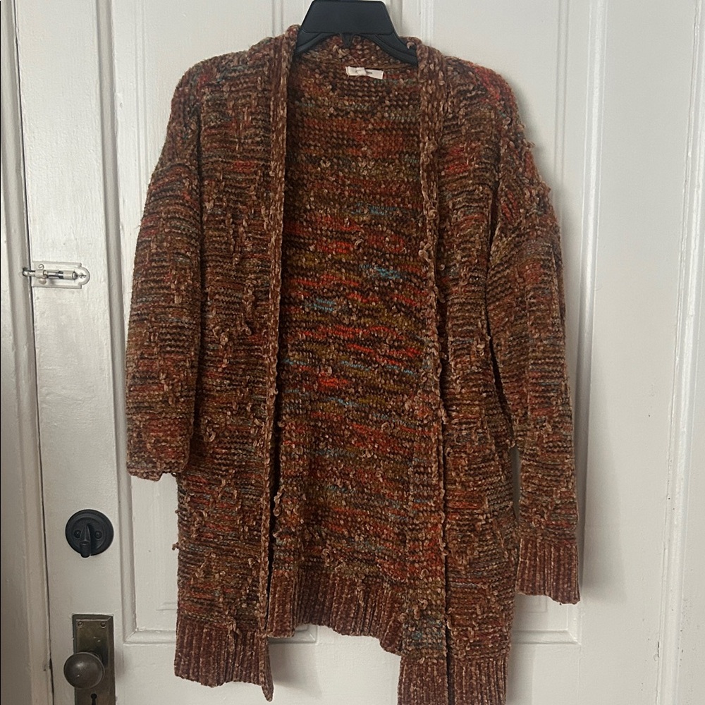 Maurices Multicolor Marled Rust Open-Front Cardigan